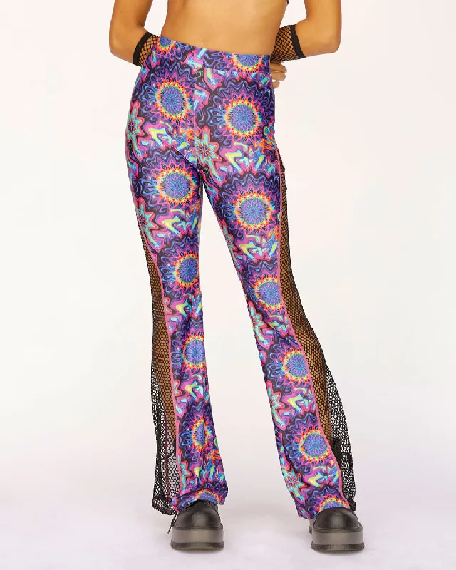 Vibrant Vortex Fishnet Bell Bottoms