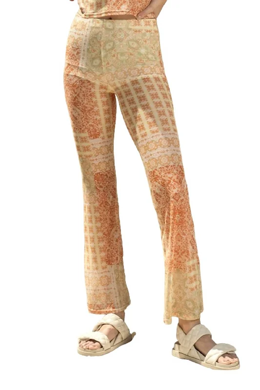 Coco Mesh Flare Pant In Orange