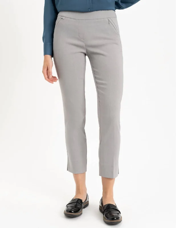 Ladies Woven Pants In Heather Silver