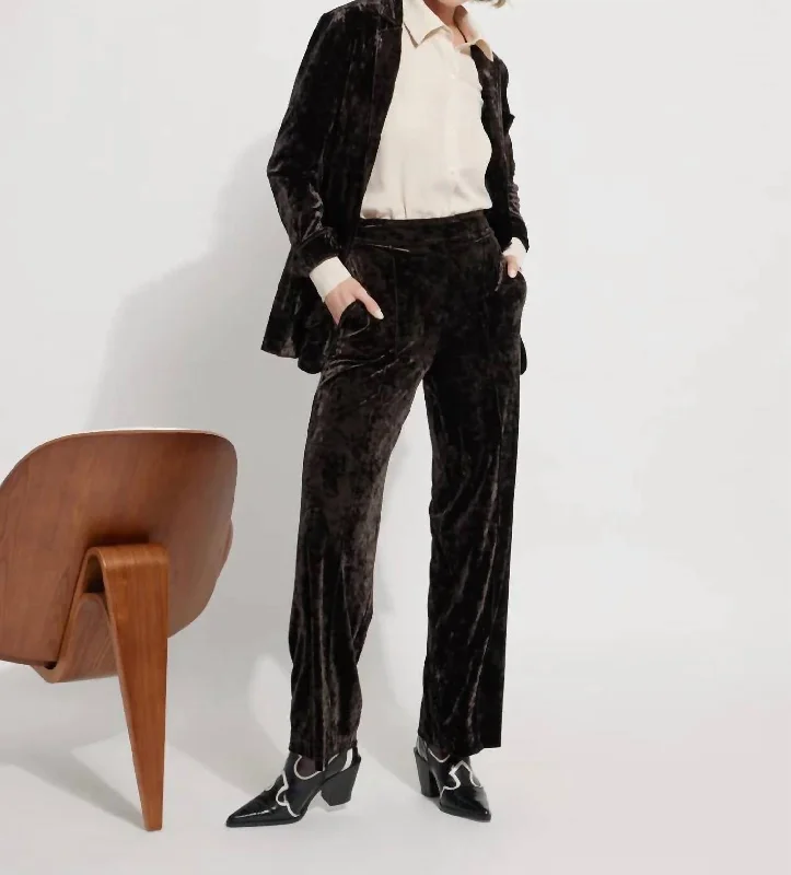 Shay Crushed St Velvet Suit Pant In Double Espresso