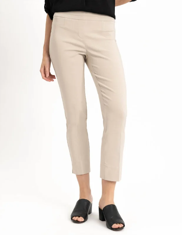 Woven Pocket Ankle Pants In Cashew